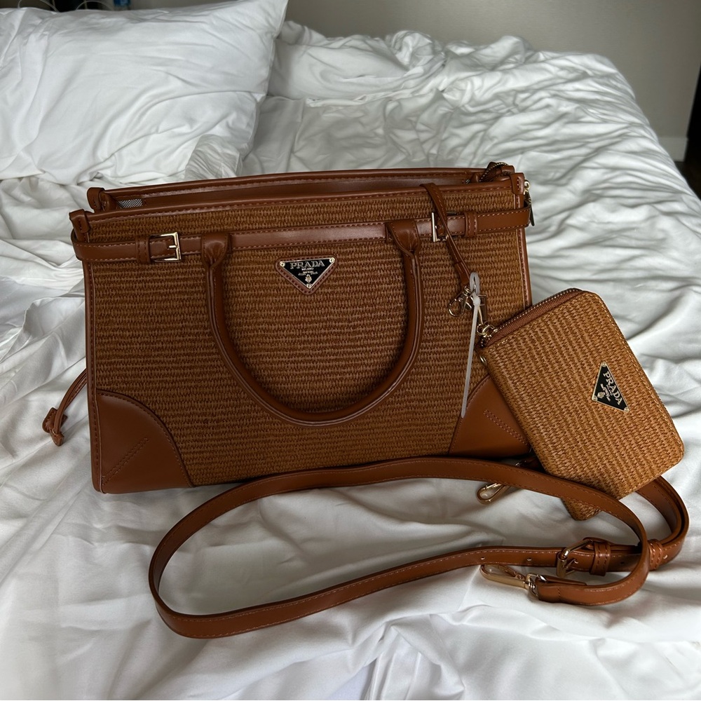 Prada Brown Saffiano Leather Satchel with Structured Design